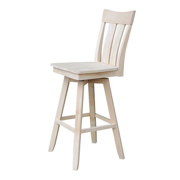 International Concepts Ava Bar Height Stool, with Swivel 30" Seat Height, Unfinished - S-133SW