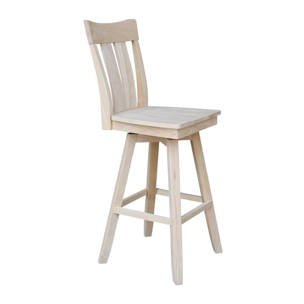 International Concepts Ava Bar Height Stool, with Swivel 30" Seat Height, Unfinished - S-133SW