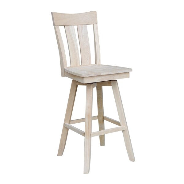 International Concepts Ava Bar Height Stool, with Swivel 30" Seat Height, Unfinished - S-133SW