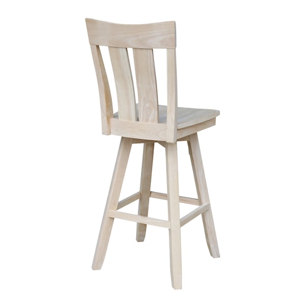 International Concepts Ava Bar Height Stool, with Swivel 30" Seat Height, Unfinished - S-133SW