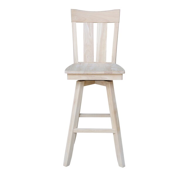 International Concepts Ava Bar Height Stool, with Swivel 30" Seat Height, Unfinished - S-133SW