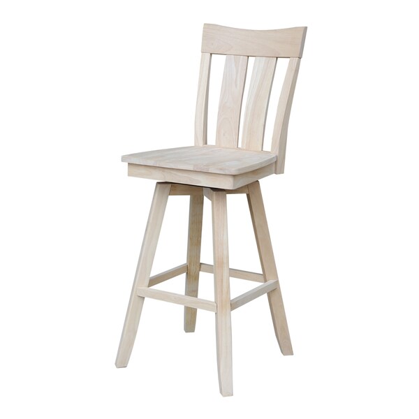 International Concepts Ava Bar Height Stool, with Swivel 30" Seat Height, Unfinished - S-133SW
