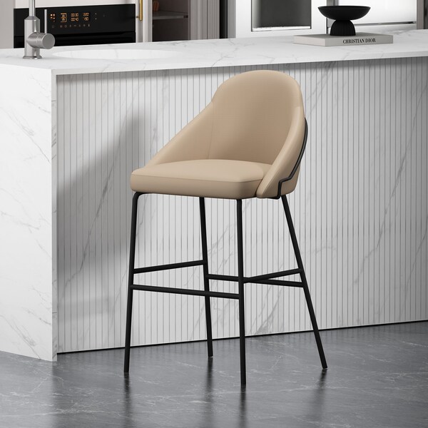 Manhattan Comfort Gracie Barstool in Tan and Black - BS022-BTN