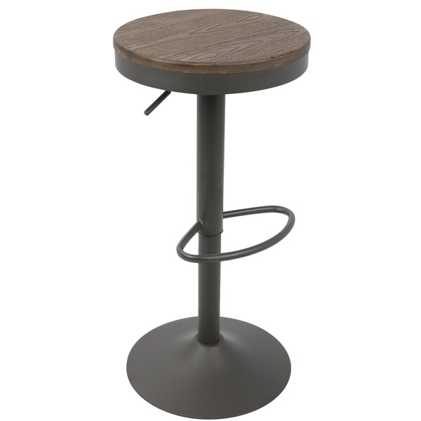 Lumisource Dakota Adjustable Swivel Barstool in Brown and Grey, PK 2 - BS-DAK GY+BN2