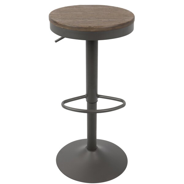 Lumisource Dakota Adjustable Swivel Barstool in Brown and Grey, PK 2 - BS-DAK GY+BN2