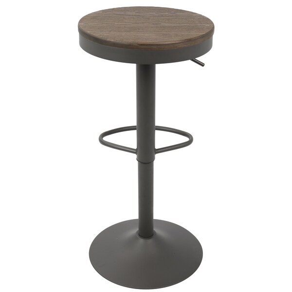 Lumisource Dakota Adjustable Swivel Barstool in Brown and Grey, PK 2 - BS-DAK GY+BN2