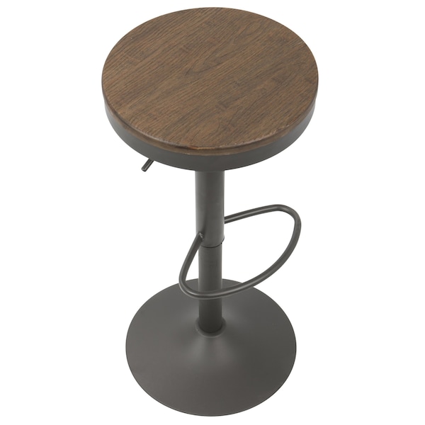 Lumisource Dakota Adjustable Swivel Barstool in Brown and Grey, PK 2 - BS-DAK GY+BN2
