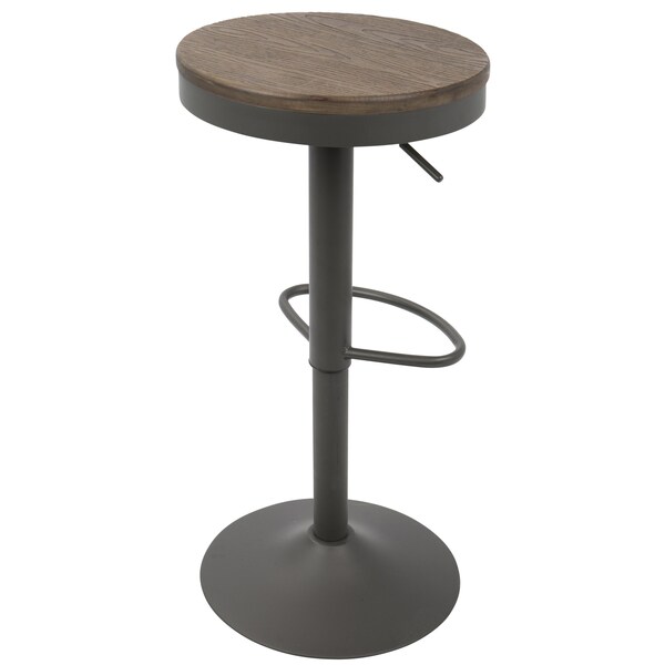 Lumisource Dakota Adjustable Swivel Barstool in Brown and Grey, PK 2 - BS-DAK GY+BN2