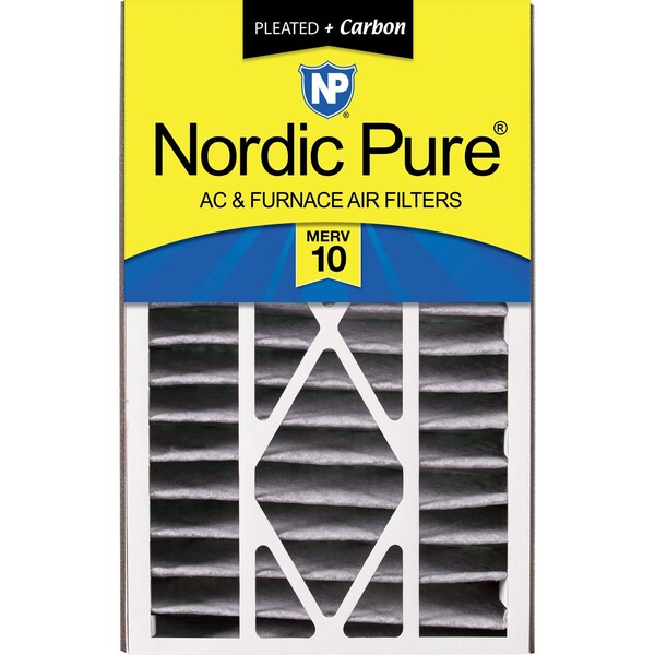 Nordic Pure 16x25x5 Plus Carbon Pleated Air Filter, High Capacity, MERV 10 - 16X25X5ABPM10C-1