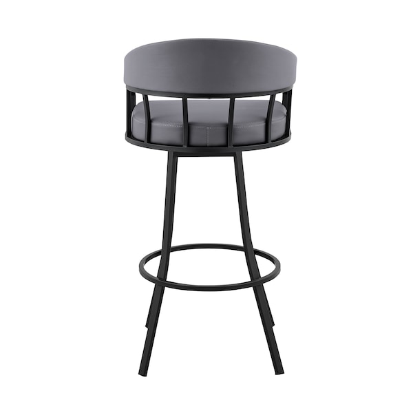 Armen Living Valerie 26" Swivel Slate Gray Faux Leather and Black Metal Bar Stool - LCVLBAMBGR26
