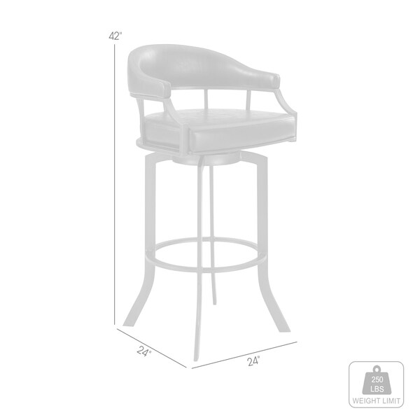 Armen Living Pharaoh Swivel 30" Black Powder Coated and Black Faux Leather Metal Bar Stool - 721535743322