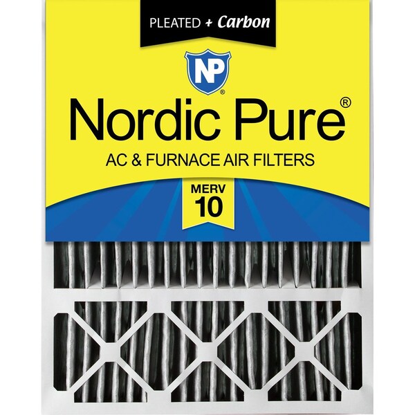 Nordic Pure 20x25x5 Plus Carbon Pleated Air Filter, High Capacity, MERV 10 - 20X25X5LXREDPM10C-1