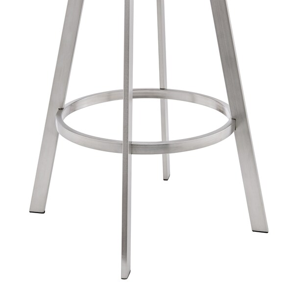 Armen Living Bronson 29" Black Faux Leather and Brushed Stainless Steel Swivel Bar Stool - 721535762217