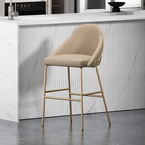 Manhattan Comfort Gracie Barstool in Tan and Gold - BS022-GTN