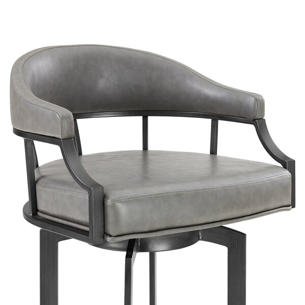 Armen Living Pharaoh Swivel 26" Mineral Finish and Gray Faux Leather Bar Stool - 721535743353
