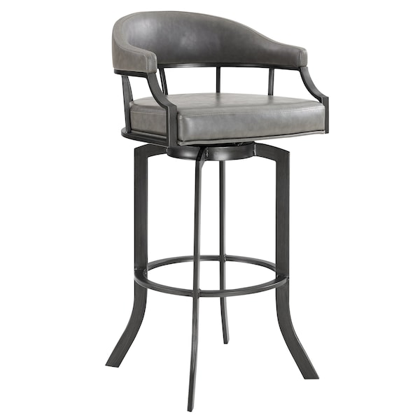 Armen Living Pharaoh Swivel 26" Mineral Finish and Gray Faux Leather Bar Stool - 721535743353