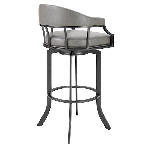 Armen Living Pharaoh Swivel 26" Mineral Finish and Gray Faux Leather Bar Stool - 721535743353
