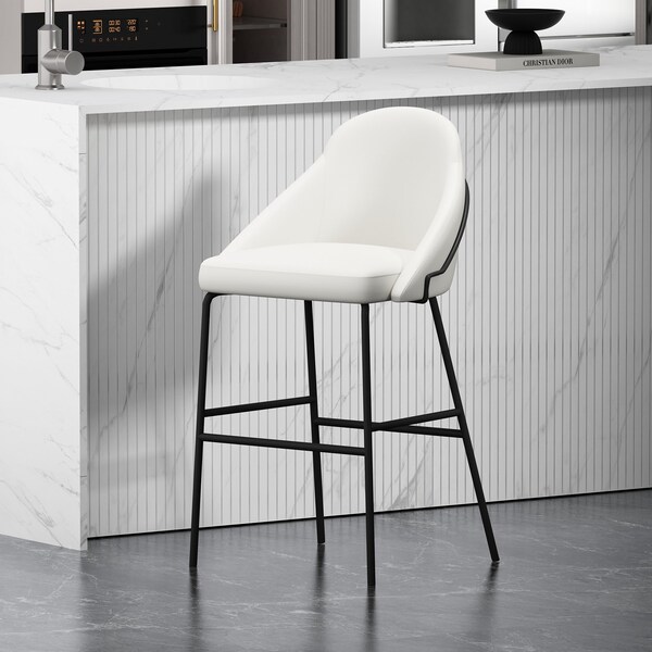 Manhattan Comfort Gracie Barstool in White and Black - BS022-BWH