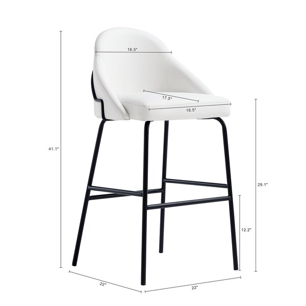 Manhattan Comfort Gracie Barstool in White and Black - BS022-BWH