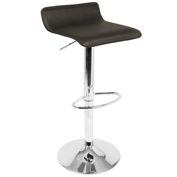 Lumisource Ale Adjustable Swivel Barstool in Brown PU Leather, PK 2 - BS-ALE BN2