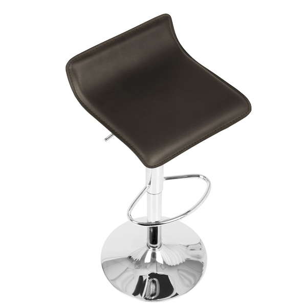 Lumisource Ale Adjustable Swivel Barstool in Brown PU Leather, PK 2 - BS-ALE BN2