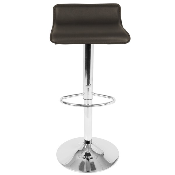 Lumisource Ale Adjustable Swivel Barstool in Brown PU Leather, PK 2 - BS-ALE BN2