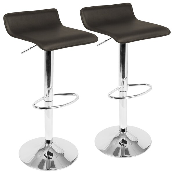 Lumisource Ale Adjustable Swivel Barstool in Brown PU Leather, PK 2 - BS-ALE BN2