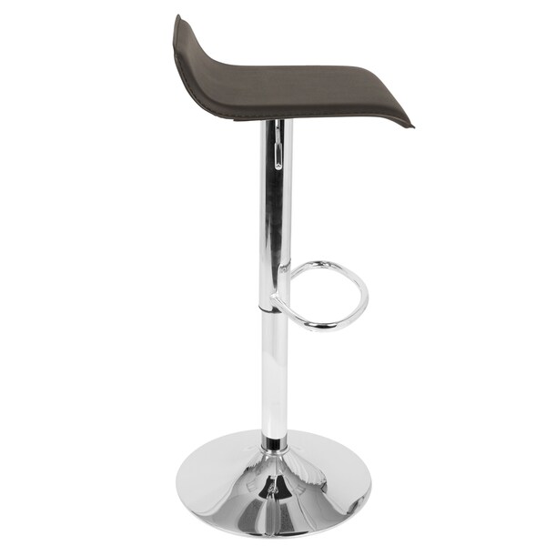 Lumisource Ale Adjustable Swivel Barstool in Brown PU Leather, PK 2 - BS-ALE BN2