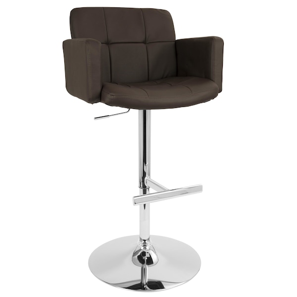 Lumisource Stout Adjustable Swivel Barstool and Brown Faux Leather - BS-TW-STOUT BN