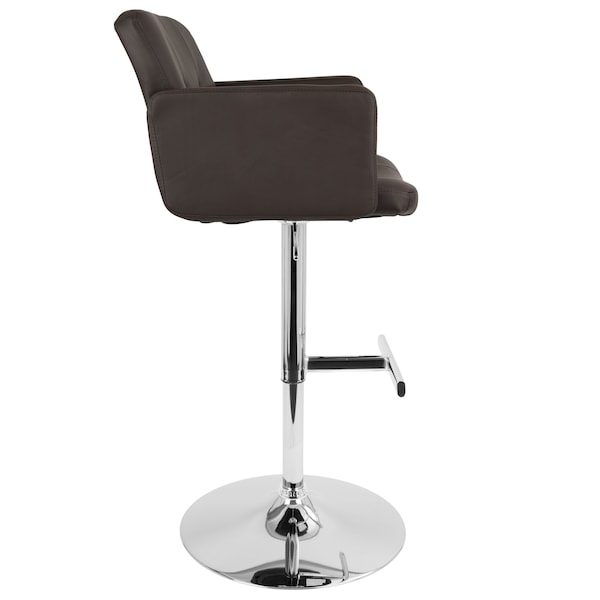 Lumisource Stout Adjustable Swivel Barstool and Brown Faux Leather - BS-TW-STOUT BN