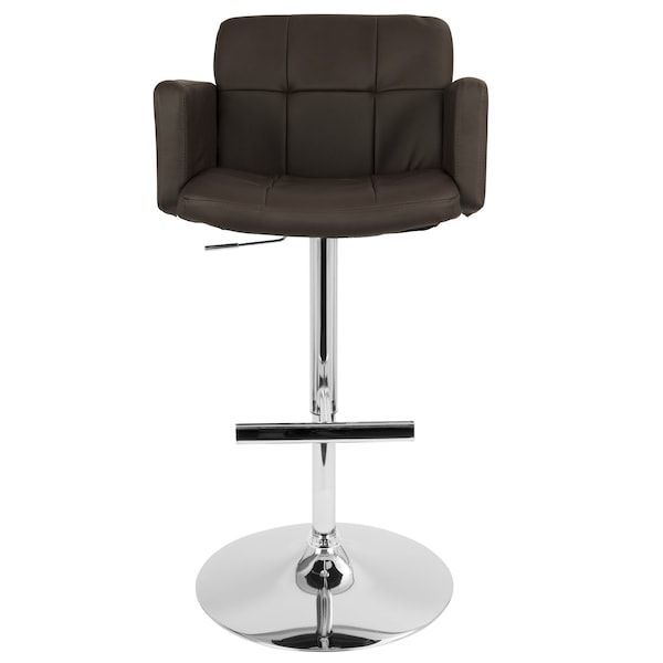 Lumisource Stout Adjustable Swivel Barstool and Brown Faux Leather - BS-TW-STOUT BN
