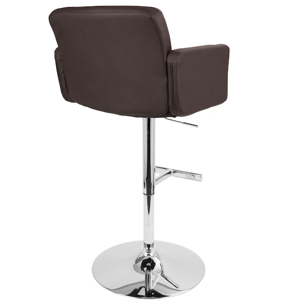 Lumisource Stout Adjustable Swivel Barstool and Brown Faux Leather - BS-TW-STOUT BN