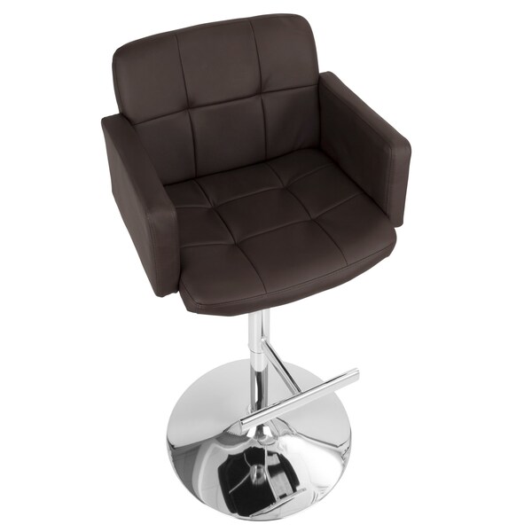 Lumisource Stout Adjustable Swivel Barstool and Brown Faux Leather - BS-TW-STOUT BN