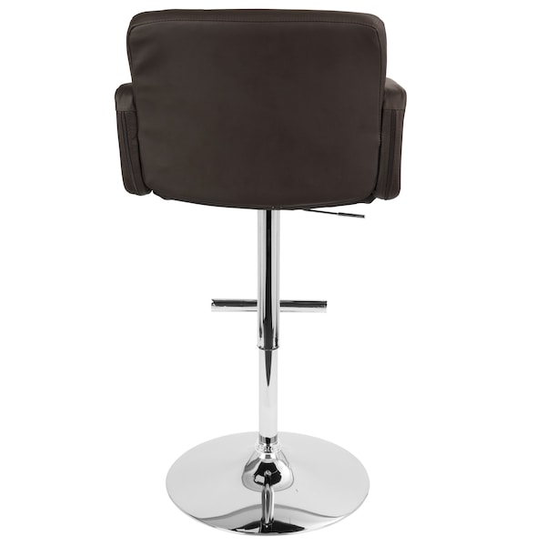 Lumisource Stout Adjustable Swivel Barstool and Brown Faux Leather - BS-TW-STOUT BN