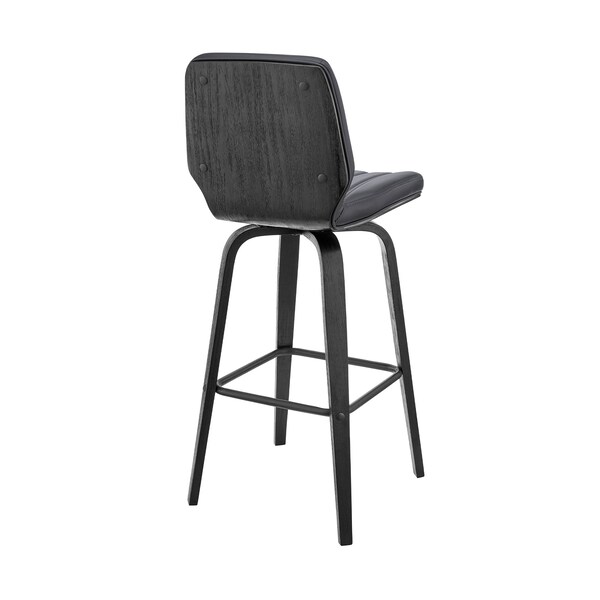 Armen Living Renee 30" Swivel Gray Faux Leather and Black Wood Bar Stool - LCRNBABLGR30