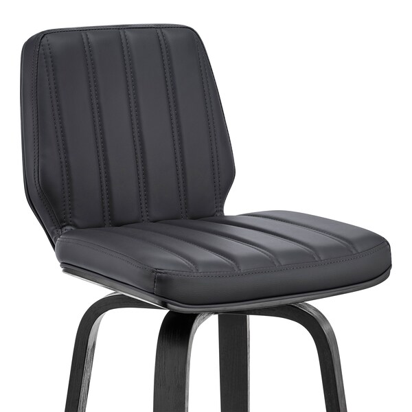 Armen Living Renee 30" Swivel Gray Faux Leather and Black Wood Bar Stool - LCRNBABLGR30