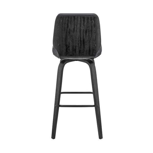 Armen Living Renee 30" Swivel Gray Faux Leather and Black Wood Bar Stool - LCRNBABLGR30