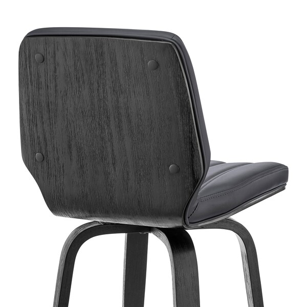 Armen Living Renee 30" Swivel Gray Faux Leather and Black Wood Bar Stool - LCRNBABLGR30