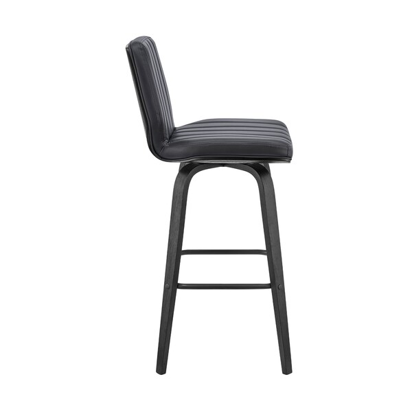 Armen Living Renee 30" Swivel Gray Faux Leather and Black Wood Bar Stool - LCRNBABLGR30