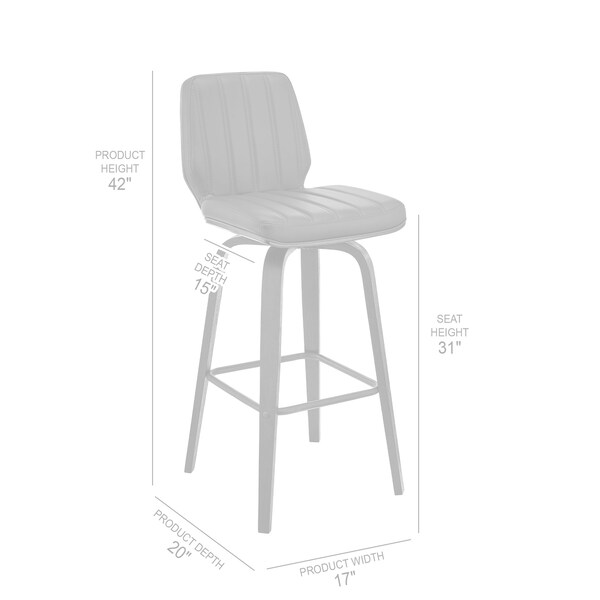 Armen Living Renee 30" Swivel Gray Faux Leather and Black Wood Bar Stool - LCRNBABLGR30