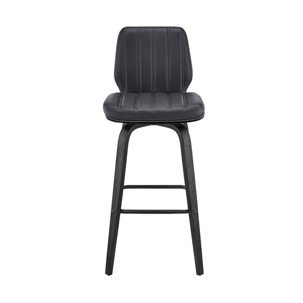 Armen Living Renee 30" Swivel Gray Faux Leather and Black Wood Bar Stool - LCRNBABLGR30