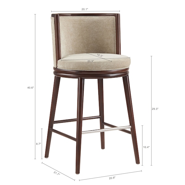 Manhattan Comfort Evalyn Barstool in Natural - Set of 3 - 3-BS024-NA