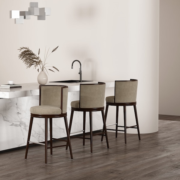 Manhattan Comfort Evalyn Barstool in Natural - Set of 3 - 3-BS024-NA