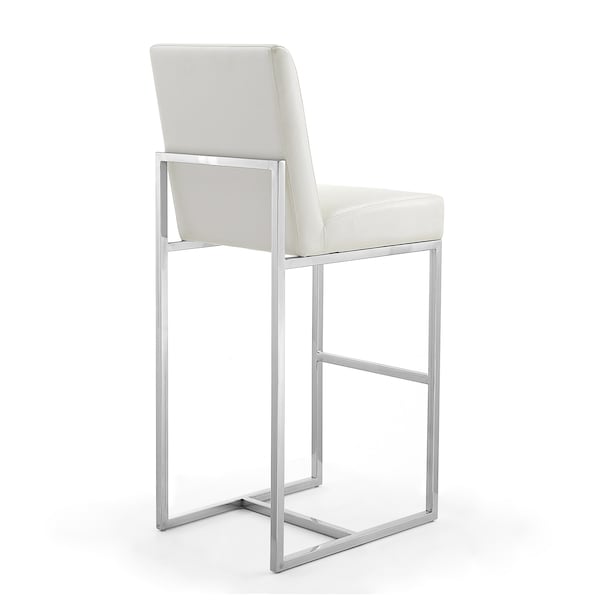Manhattan Comfort Element 29" Faux Leather Bar Stool in Pearl White and Polished Chrome - BS010-PW