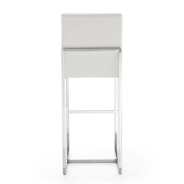 Manhattan Comfort Element 29" Faux Leather Bar Stool in Pearl White and Polished Chrome - BS010-PW