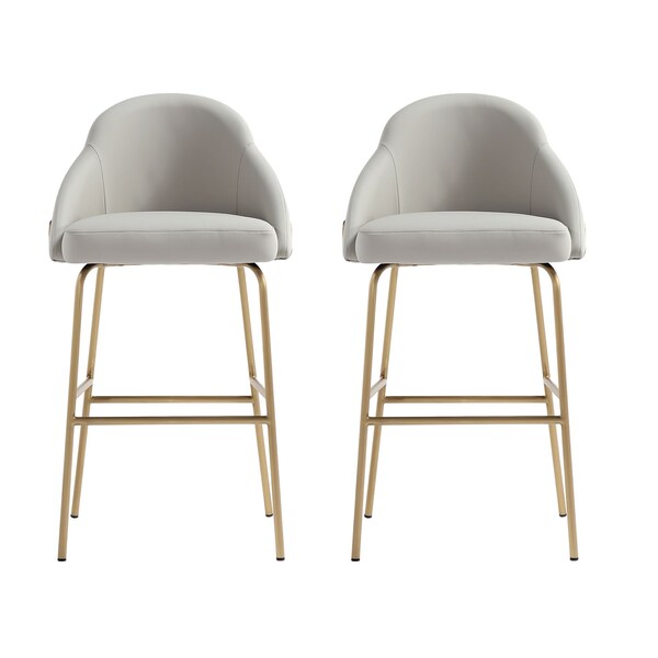 Manhattan Comfort Gracie Barstool in Stone and Gold - Set of 2 - 2-BS022-GST