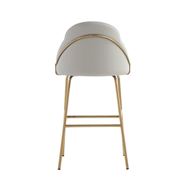 Manhattan Comfort Gracie Barstool in Stone and Gold - Set of 2 - 2-BS022-GST
