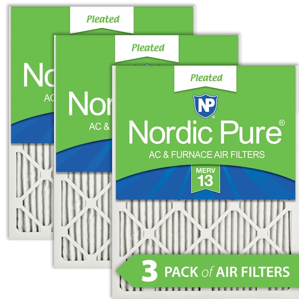 Nordic Pure 20x30x1 Pleated Air Filter, High Capacity, Electrostatically Charged Synthetic Media, MERV 13, 3 PK - 20X30X1M13-3