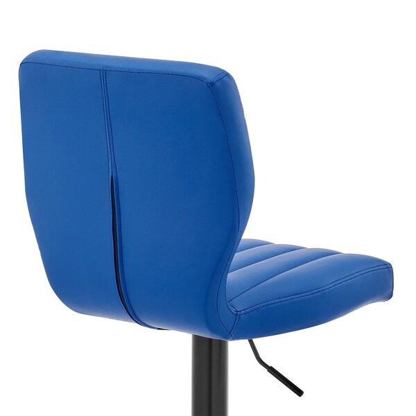Armen Living Bardot Adjustable Height Blue Faux Leather Swivel Bar Stool - LCBABABLBLUE