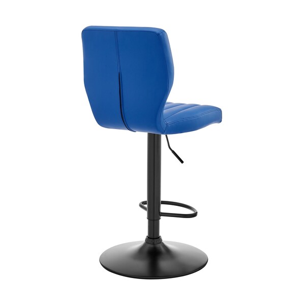 Armen Living Bardot Adjustable Height Blue Faux Leather Swivel Bar Stool - LCBABABLBLUE